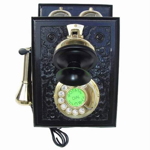 Phone Wall Hanging Carving Black